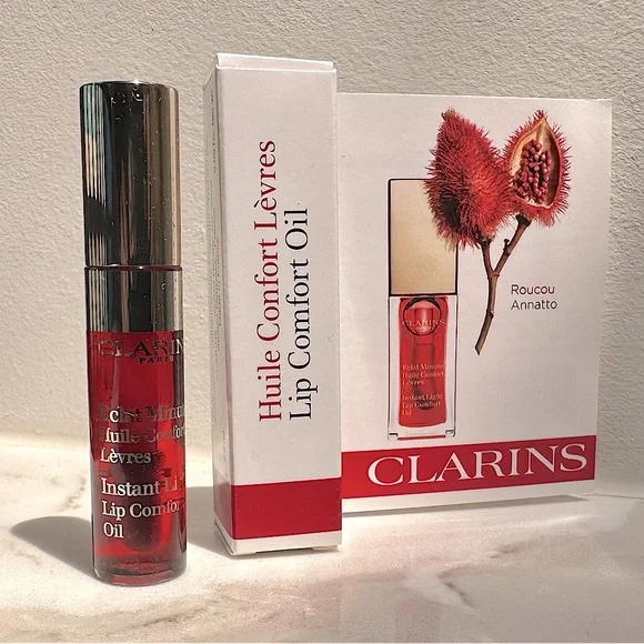 BNIB - Set of 2 Clarins Nourishing Hydrating Mini Lip Comfort Oil in Cherry Red - Picture 7 of 13